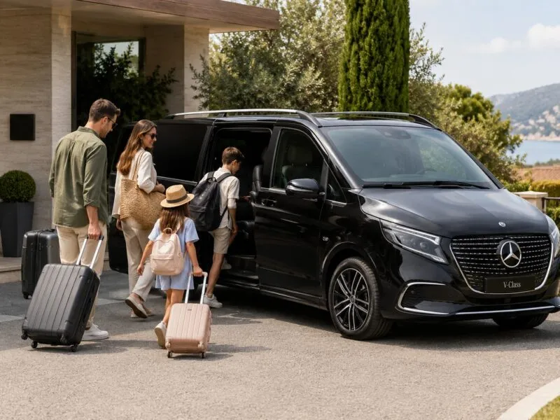 6 seat airport transfer in a V-class Mercedes